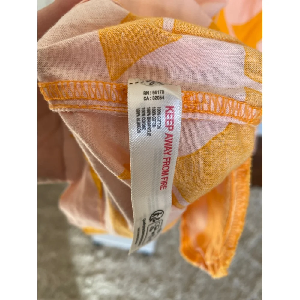 Free People Mila Floral Mini Dress S Boho Puff Sleeve Smocked Pink Orange Beach - Picture 7 of 8